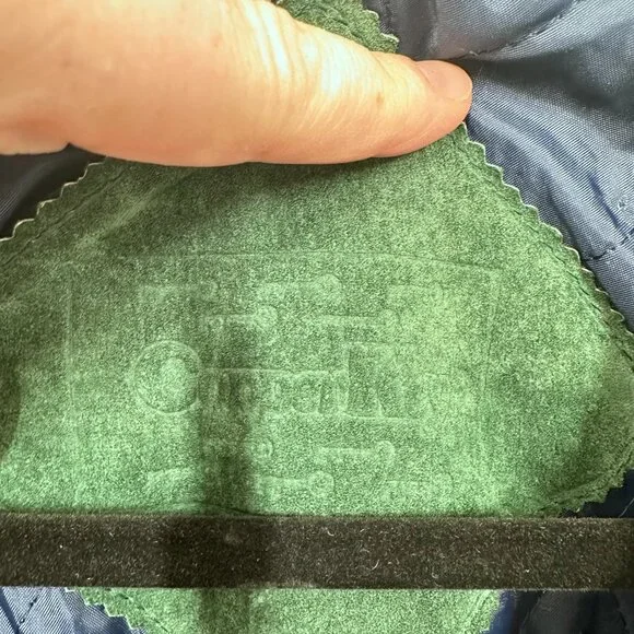 Green & Blue Suede Leather Bomber Jacket 80s Vintage Copper Key Size Medium - Picture 6 of 12